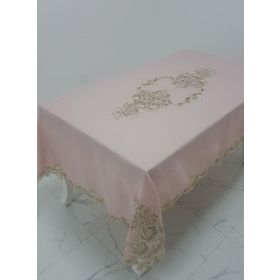 Finezza 160x230 cm Henna Lüx Dantelli Simli Keten Kumaş Pudra Dikdörtgen Masa Örtüsü