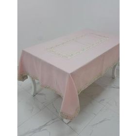 Finezza 160x230 cm Nergis Jakar Bordürlü Keten Kumaş Pudra Masa Örtüsü