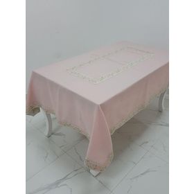 Finezza 160x230 cm Nergis Jakar Bordürlü Keten Kumaş Pudra Masa Örtüsü