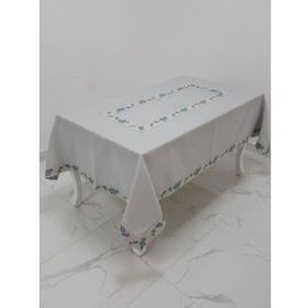 Finezza 160x230 cm Nergis Lüx Jakar Bordürlü Keten Kumaş Gri Dikdörtgen Masa Örtüsü