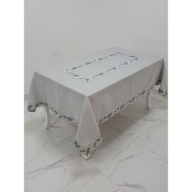 Finezza 160x230 cm Nergis Lüx Jakar Bordürlü Keten Kumaş Gri Dikdörtgen Masa Örtüsü