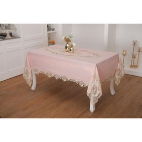 Finezza 160x230 cm Perla Dantelli Simli Keten Kumaş Pudra Masa Örtüsü