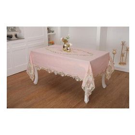 Finezza 160x230 cm Perla Dantelli Simli Keten Kumaş Pudra Masa Örtüsü