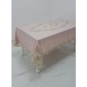 Finezza 160x230 cm Perla Dantelli Simli Keten Kumaş Pudra Masa Örtüsü