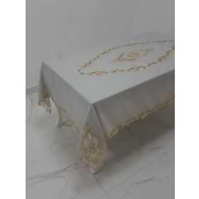 Finezza 160x230 cm Perla Lüx Dantelli Simli Keten Kumaş Gri Dikdörtgen Masa Örtüsü