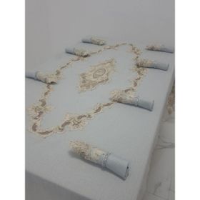 Finezza 160x230 cm Perla Lüx Dantelli Simli Keten Kumaş Gri Dikdörtgen Masa Örtüsü
