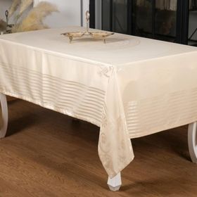 Finezza 160x280 cm Lida Lüx Jakar BambuKumaş Bej Masa Örtüsü