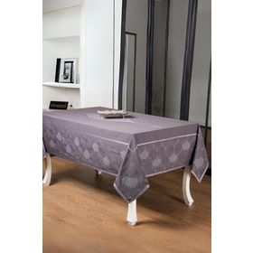 Finezza 160x300 cm Aslı Lüx Jakar Polycotton TP Kumaş Füme Masa Örtüsü