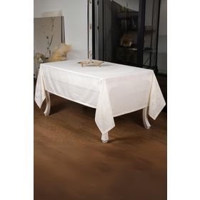 Finezza 160x320 cm Lida Lüx Jakar Bambu Kumaş Krem Masa Örtüsü