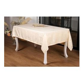 Finezza 160x320 cm Raya Lüx Jakar Bambu Kumaş Bej Dikdörtgen Masa Örtüsü