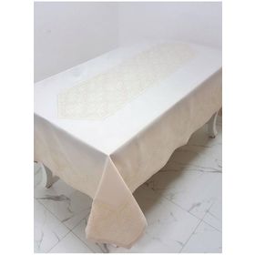 Finezza 160x320 cm Roma Lüx Jakar Kumaş Bej Dikdörtgen Masa Örtüsü