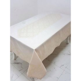 Finezza 160x320 cm Roma Lüx Jakar Kumaş Bej Dikdörtgen Masa Örtüsü