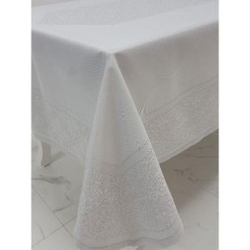 Finezza 160x320 cm Roma Lüx Jakar Kumaş Gri Dikdörtgen Masa Örtüsü