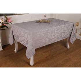 Finezza 160x350 cm İpek Lüx Jakar Polycotton Kumaş Gri Dikdörtgen Masa Örtüsü