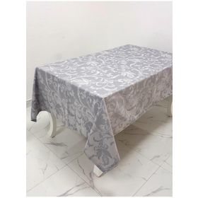 Finezza 160x350 cm İpek Lüx Jakar Polycotton Kumaş Gri Dikdörtgen Masa Örtüsü