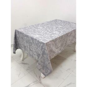 Finezza 160x350 cm İpek Lüx Jakar Polycotton Kumaş Gri Dikdörtgen Masa Örtüsü
