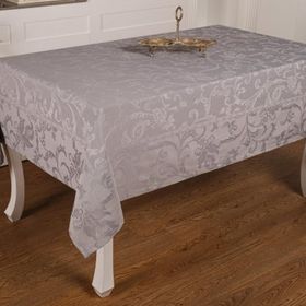 Finezza 160x350 cm İpek Lüx Jakar Polycotton Kumaş Gri Dikdörtgen Masa Örtüsü