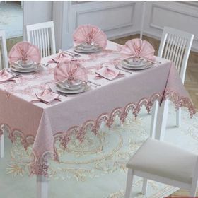 Finezza 170x230 cm 17 Parça 8 Kişilik Ahsen Dantelli Etamin Kumaş Sofra Takımı