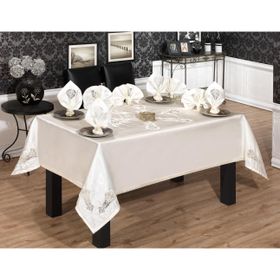 Finezza 170x230 cm 17 Parça 8 Kişilik Anjelica Güpürlü Monoray Beyaz Sofra Takımı
