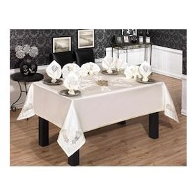 Finezza 170x230 cm 17 Parça 8 Kişilik Anjelica Güpürlü Monoray Beyaz Sofra Takımı