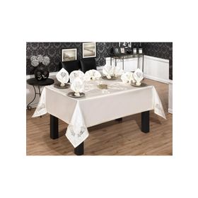 Finezza 170x230 cm 17 Parça 8 Kişilik Anjelica Güpürlü Monoray Beyaz Sofra Takımı