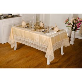 Finezza 170x230 cm 17 Parça 8 Kişilik Gisella Dantelli Monoray Bej Sofra Takımı