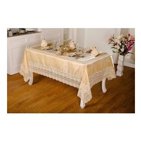 Finezza 170x230 cm 17 Parça 8 Kişilik Gisella Dantelli Monoray Bej Sofra Takımı