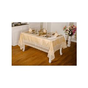 Finezza 170x230 cm 17 Parça 8 Kişilik Gisella Dantelli Monoray Bej Sofra Takımı