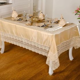 Finezza 170x230 cm 17 Parça 8 Kişilik Gisella Dantelli Monoray Bej Sofra Takımı