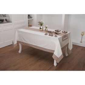 Finezza 170x230 cm 18 Parça 8 Kişilik Armine Pamuk Kahverengi Sofra Takımı