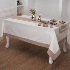 Finezza 170x230 cm 18 Parça 8 Kişilik Armine Pamuk Kahverengi Sofra Takımı