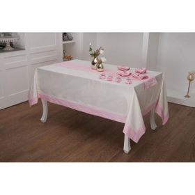 Finezza 170x230 cm 18 Parça 8 Kişilik Armine Pamuk Pembe Peçeteli Sofra Takımı