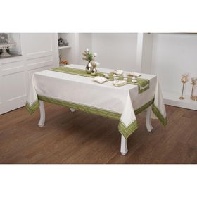 Finezza 170x230 cm 18 Parça 8 Kişilik Armine Pamuk Pembe Peçeteli Sofra Takımı