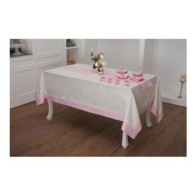 Finezza 170x230 cm 18 Parça 8 Kişilik Armine Pamuk Pembe Peçeteli Sofra Takımı