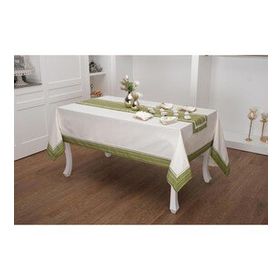Finezza 170x230 cm 18 Parça 8 Kişilik Armine Pamuk Pembe Peçeteli Sofra Takımı