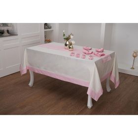 Finezza 170x230 cm 18 Parça 8 Kişilik Armine Pamuk Pembe Peçeteli Sofra Takımı
