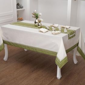 Finezza 170x230 cm 18 Parça 8 Kişilik Armine Pamuk Pembe Peçeteli Sofra Takımı