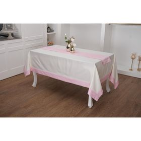 Finezza 170x230 cm 2 Parça Julyet Pamuk Krem Pembe Masa Örtüsü ve Runner