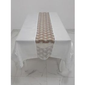 Finezza 170x230 cm Elegant Lüx Dantelli Monoray Kumaş Beyaz Dikdörtgen Masa Örtüsü