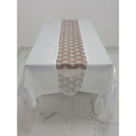 Finezza 170x230 cm Elegant Lüx Dantelli Monoray Kumaş Beyaz Dikdörtgen Masa Örtüsü