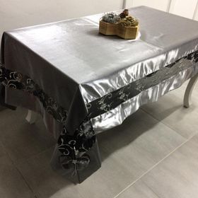 Finezza 170x230 cm Gelin Lüx Dantelli Monoray Kumaş Pudra Dikdörtgen Masa Örtüsü