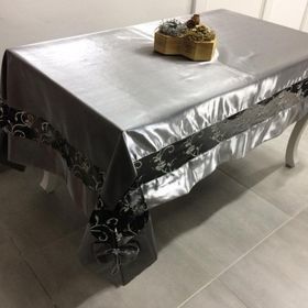 Finezza 170x230 cm Gelin Lüx Dantelli Monoray Kumaş Pudra Dikdörtgen Masa Örtüsü