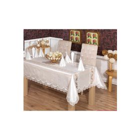 Finezza 170x240 cm 17 Parça 8 Kişilik Elenora Osmanlı İpeği Güpürlü Sofra Takımı
