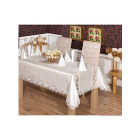 Finezza 170x240 cm 17 Parça 8 Kişilik Elenora Osmanlı İpeği Güpürlü Sofra Takımı