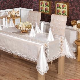 Finezza 170x240 cm 17 Parça 8 Kişilik Elenora Osmanlı İpeği Güpürlü Sofra Takımı