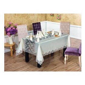 Finezza 170x240 cm 8 Kişilik Rosalinda Güpürlü Monoray Kumaş Krem Sofra Takımı