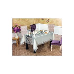Finezza 170x240 cm 8 Kişilik Rosalinda Güpürlü Monoray Kumaş Krem Sofra Takımı