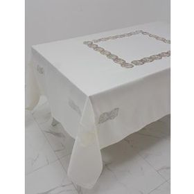 Finezza 170x330 cm Bahar Lüx Dantelli Krep Kumaş Krem Dikdörtgen Masa Örtüsü