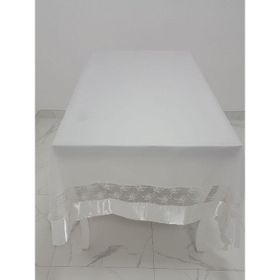 Finezza 170x330 cm Gelin Lüx Dantelli Monoray Kumaş Beyaz Masa Örtüsü