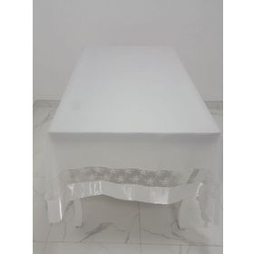 Finezza 170x330 cm Gelin Lüx Dantelli Monoray Kumaş Beyaz Masa Örtüsü